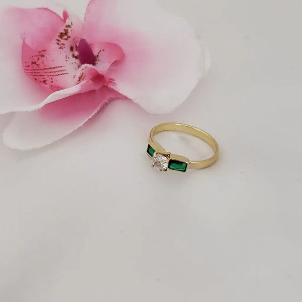 Anillo Cartier De Dama De Cristales Verdes Y Blancos