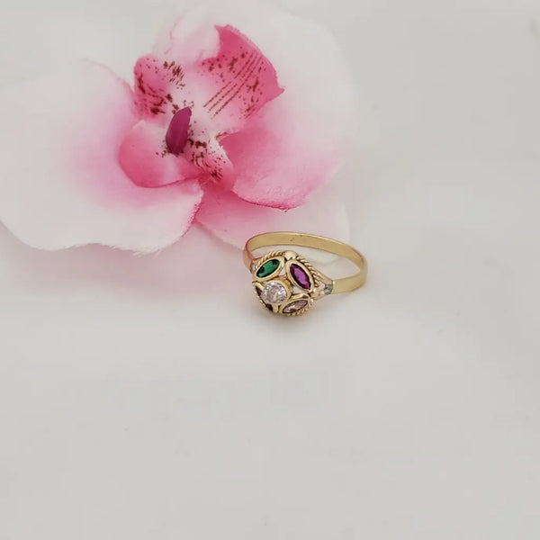 Anillo De Dama Cartier Con Diseño De Flor De Cristales De Colores