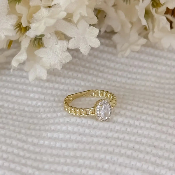 Argolla De Matrimonio Para Dama De Diseño Cubano Con Cristal