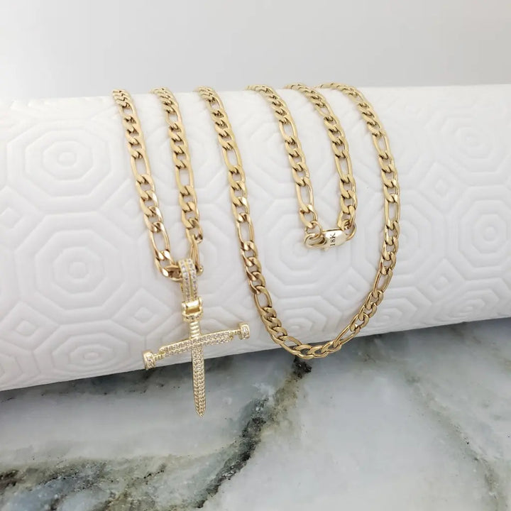 Cadena De Caballero De Tejido Cartier De 60cm-5mm De Grosor + Dije De Cruz Clavo + Envío Gratis