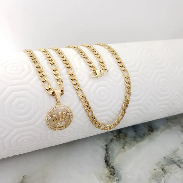 Cadena De Caballero De Tejido Cartier De 60cm-5mm De Grosor + Dije De Rolex Cristal
