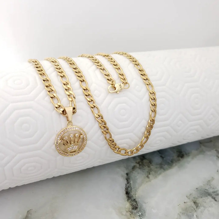 Cadena De Caballero De Tejido Cartier De 60cm-5mm De Grosor + Dije De Rolex Cristal