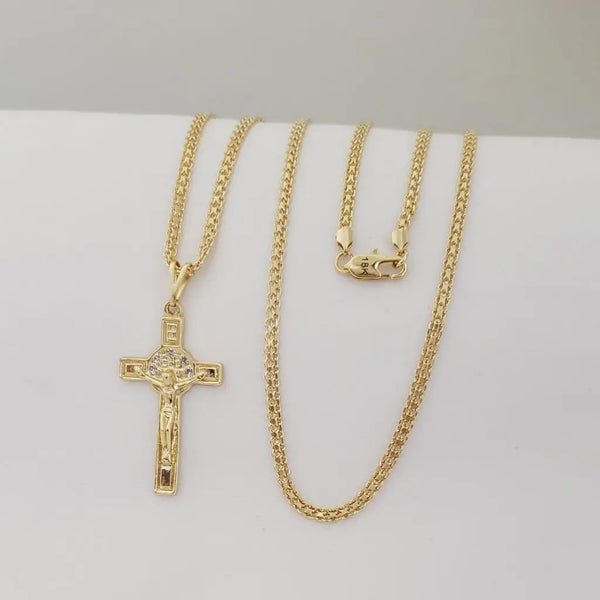 Cadena De Caballero De Tejido Chino De 50cm-3mm De Grosor + Dije de Crucifijo