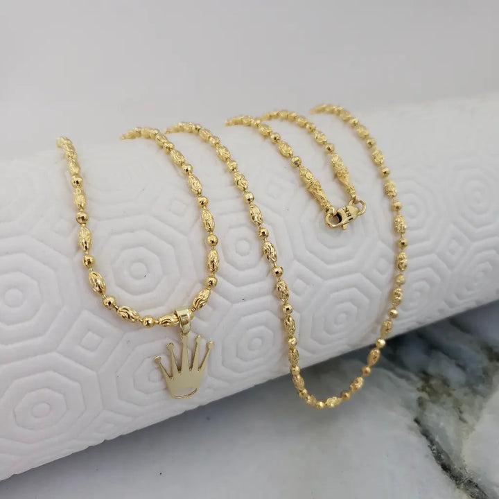 Cadena De Caballero De Tejido Militar Con Cilindros Diamantada De 60cm-3mm de Grosor + Dije De Rolex + Envío Gratis