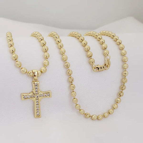 Cadena De Caballero De Tejido Militar + Dije De Cruz Cristal