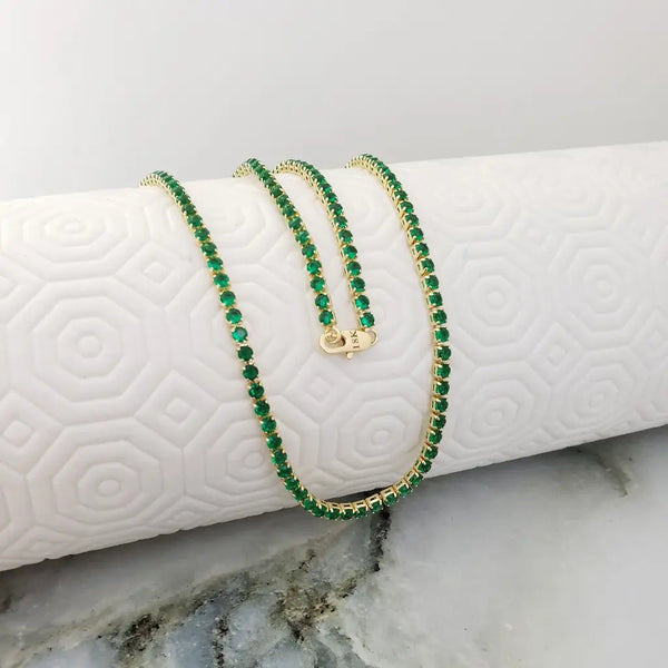 Cadena De Caballero De Tejido Tenis Verde De 50cm-3mm De Grosor + Envío Gratis