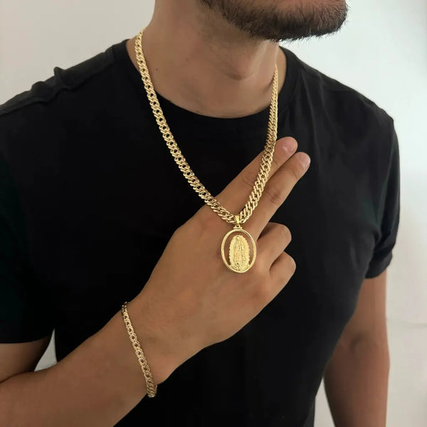 Conjunto De Caballero Con Cadena Y Esclava De Tejido Barbada
