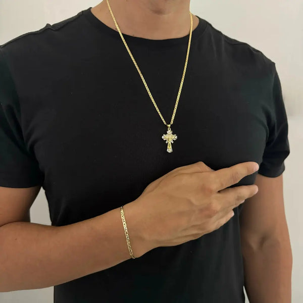 Conjunto De Caballero Con Cadena Y Esclava De Tejido Cartier