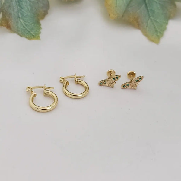 Conjunto De Dama Con Topos de Libélula Y Candongas De 16mm