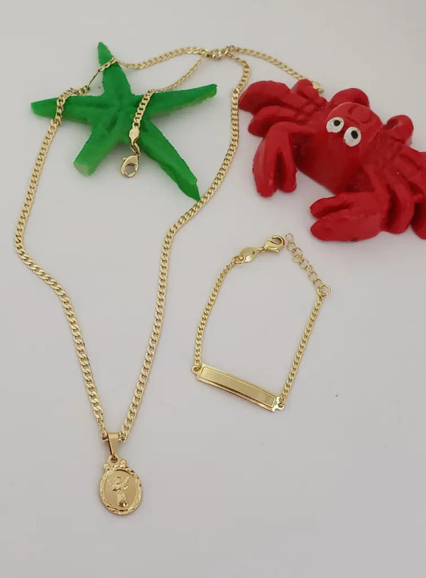 Conjunto De Niños Con Cadena Y Esclava Con Placa De Tejido Cubana