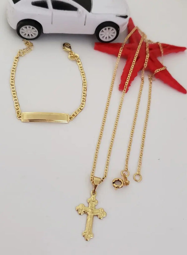 Conjunto De Niños Con Cadena Y Esclava Con Placa De Tejido Escalera