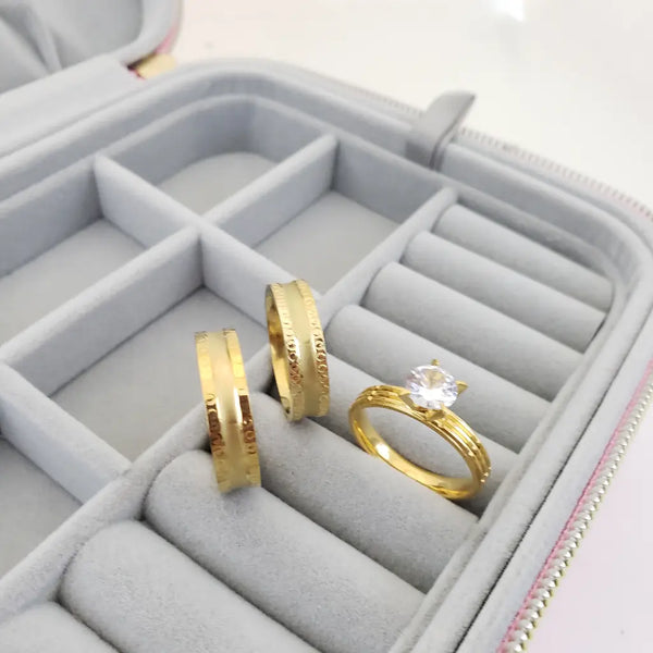 Juego De Argollas De Matrimonio De Diseño Cartier Y Argolla De Compromiso