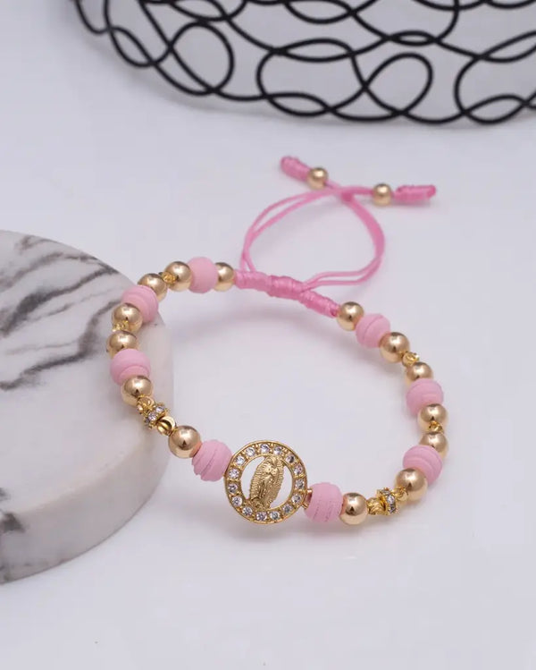 Manilla Rosa Con Herraje De La Virgen De Guadalupe 