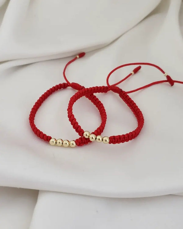Manillas De Parejas De Tejido Macramé Con Balines Lisos