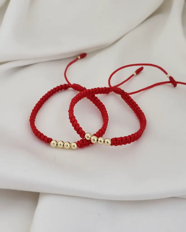 Manillas De Parejas De Tejido Macramé Con Balines Lisos