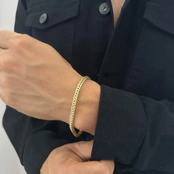 Pulsera De Caballero De Tejido Serpiente De 20cm-4mm De Grosor