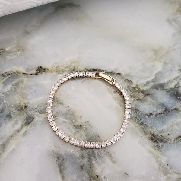 Pulsera De Caballero De Tejido Tenis Cristal De 20cm-2mm De Grosor + Envío Gratis
