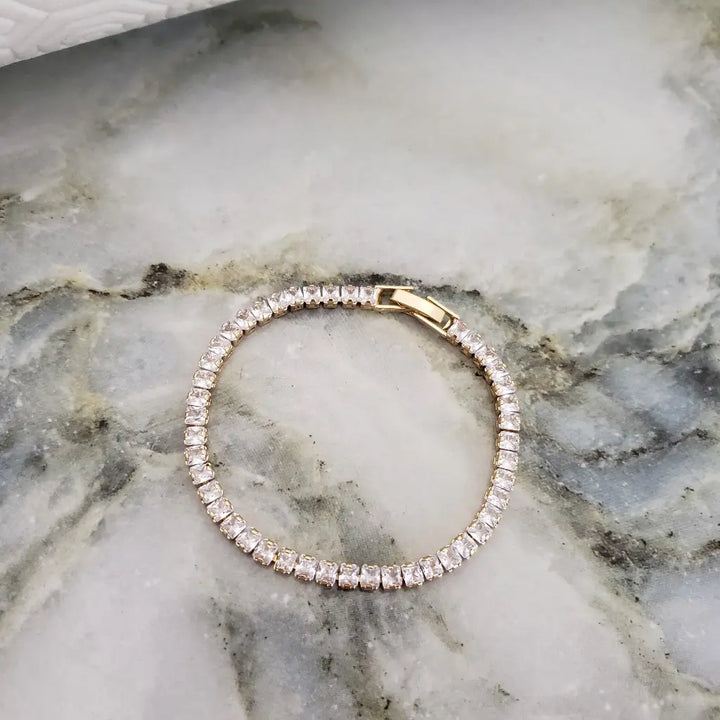 Pulsera De Caballero De Tejido Tenis Cristal De 20cm-2mm De Grosor + Envío Gratis